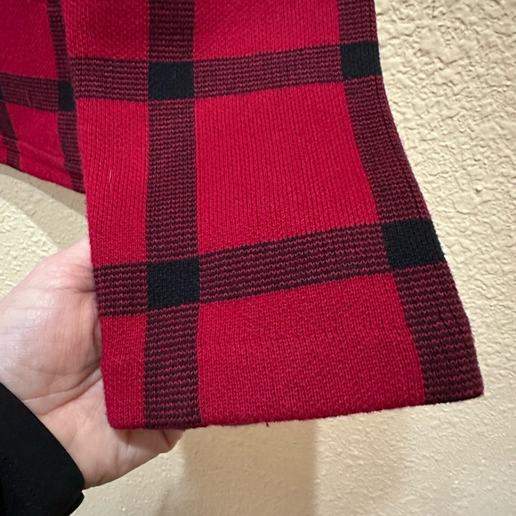 Ralph Lauren Windowpane Red/Black Full Zip Sweater SZ LGE - Picture 7 of 8